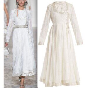 ETRO 44 US Small dress white tasseled Jacquard Midi Wrap $5490 Indian midi S'18